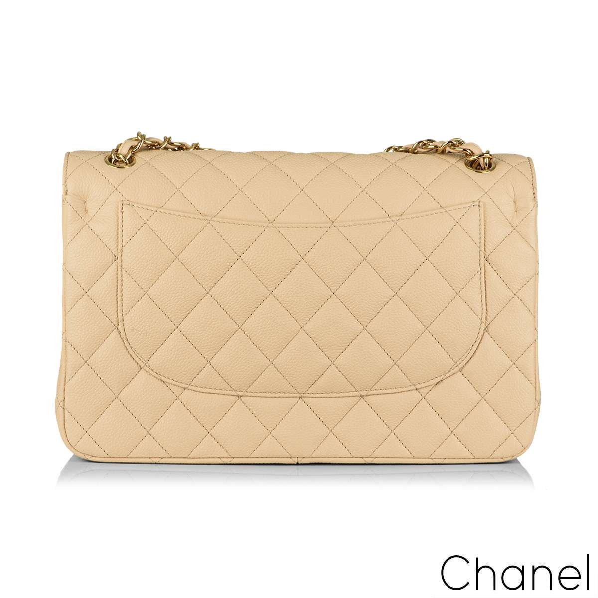 Chanel Beige Caviar Jumbo Classic Double Flap Bag